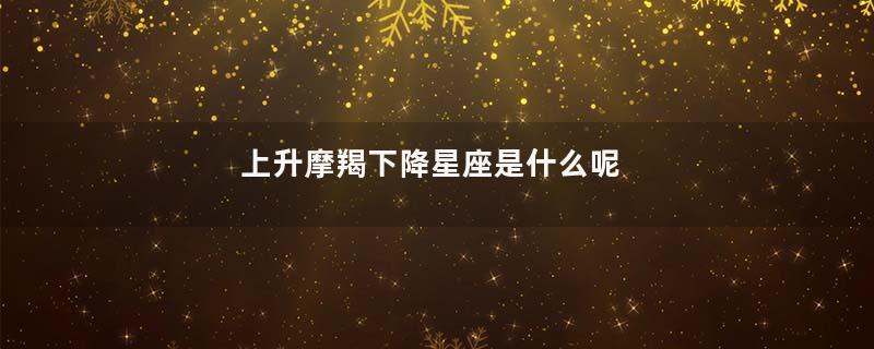上升摩羯下降星座是什么呢