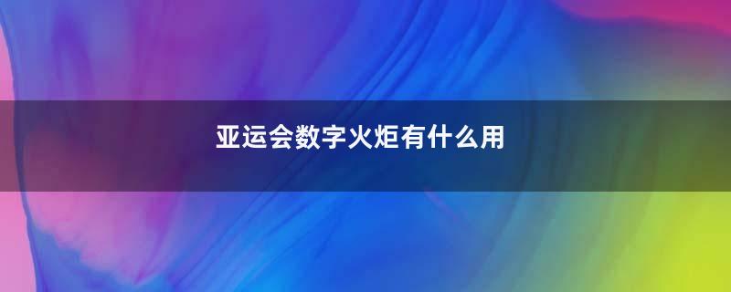 亚运会数字火炬有什么用