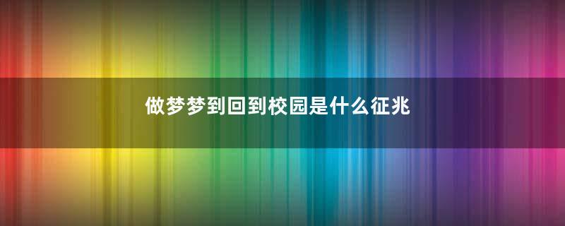 做梦梦到回到校园是什么征兆