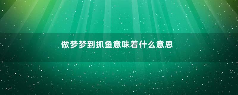 做梦梦到抓鱼意味着什么意思