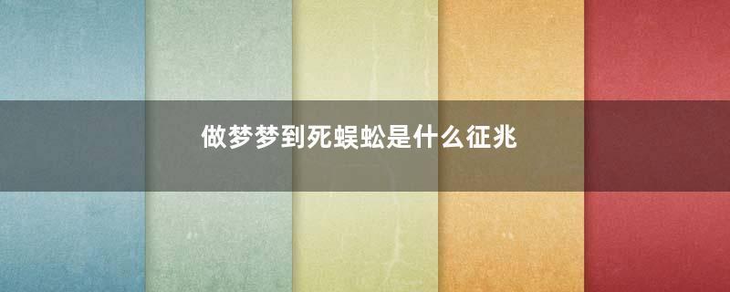 做梦梦到死蜈蚣是什么征兆