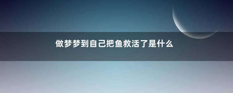 做梦梦到自己把鱼救活了是什么征兆