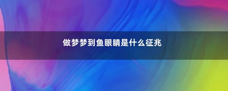 做梦梦到鱼眼睛是什么征兆