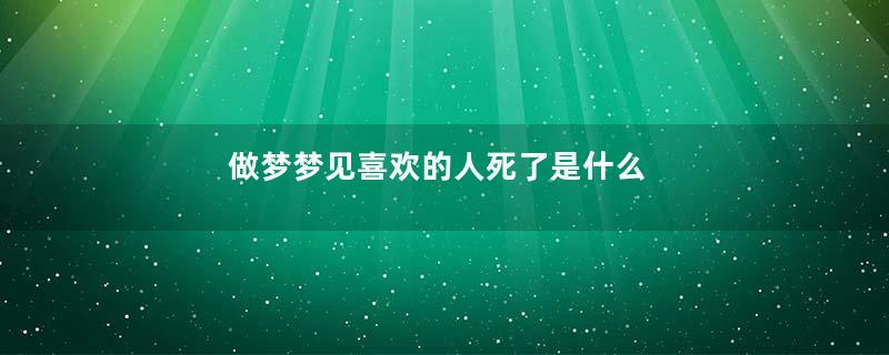 做梦梦见喜欢的人死了是什么