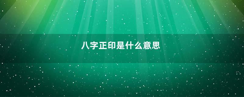八字正印是什么意思