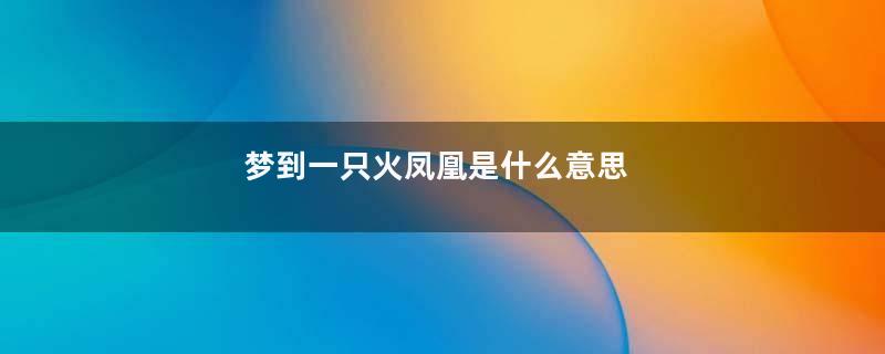 梦到一只火凤凰是什么意思