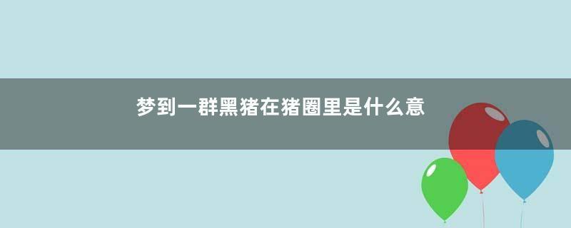 梦到一群黑猪在猪圈里是什么意思