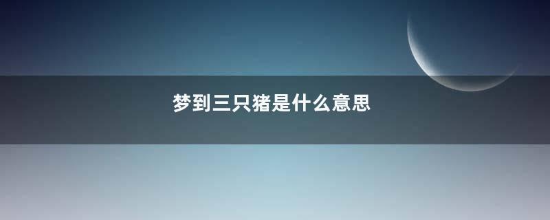 梦到三只猪是什么意思