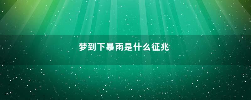 梦到下暴雨是什么征兆