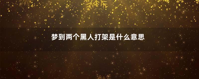梦到两个黑人打架是什么意思