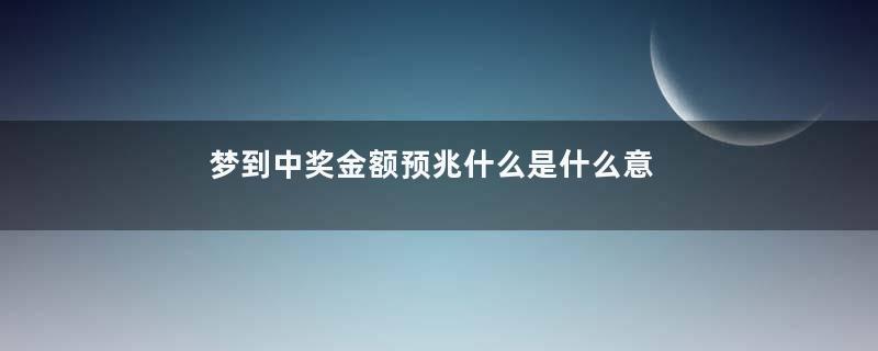 梦到中奖金额预兆什么是什么意思