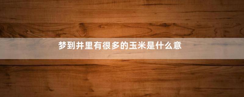 梦到井里有很多的玉米是什么意思
