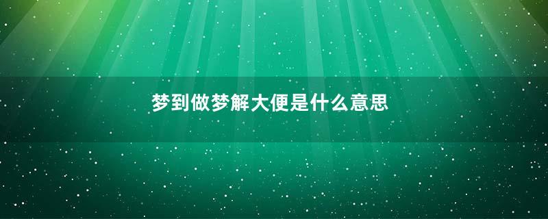 梦到做梦解大便是什么意思