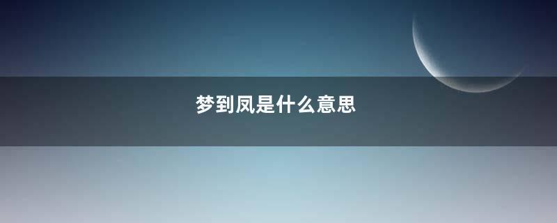梦到凤是什么意思