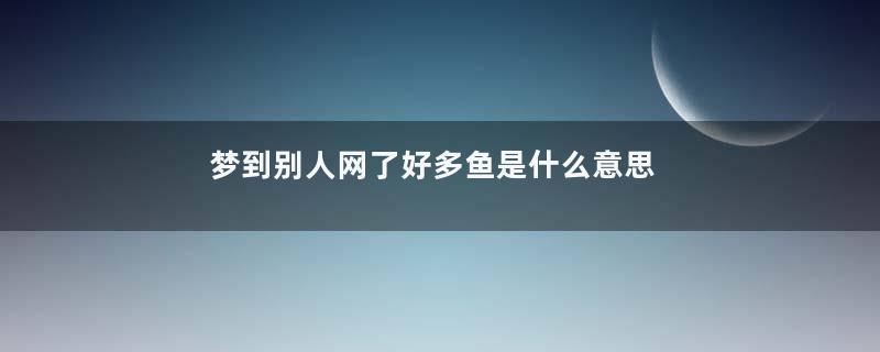 梦到别人网了好多鱼是什么意思是什么意思