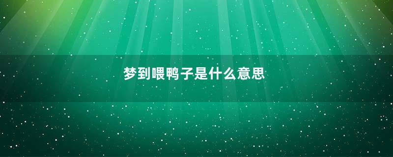 梦到喂鸭子是什么意思