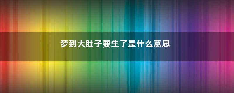 梦到大肚子要生了是什么意思