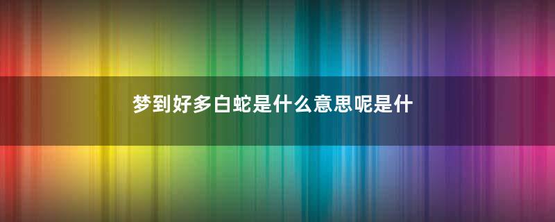 梦到好多白蛇是什么意思呢是什么意思