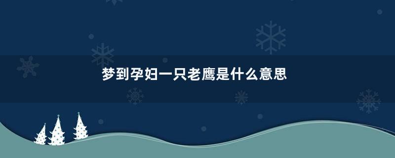 梦到孕妇一只老鹰是什么意思