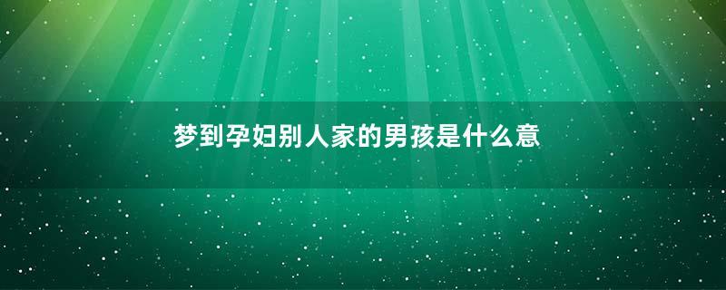 梦到孕妇别人家的男孩是什么意思