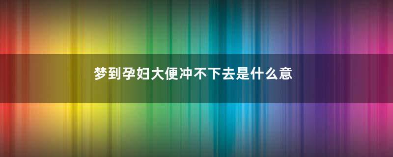 梦到孕妇大便冲不下去是什么意思