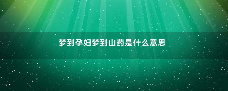 梦到孕妇梦到山药是什么意思