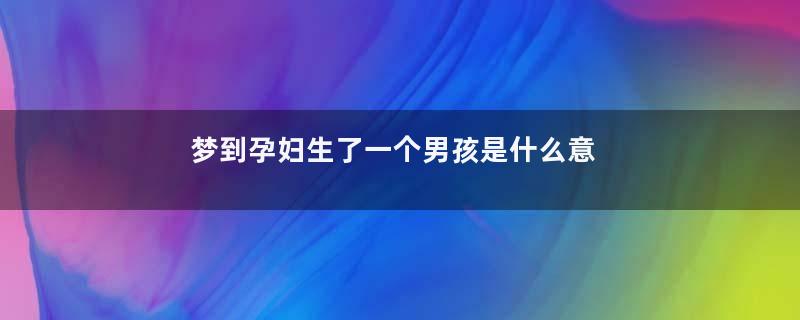 梦到孕妇生了一个男孩是什么意思