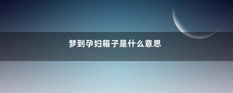 梦到孕妇箱子是什么意思