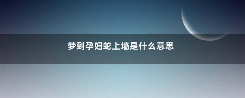 梦到孕妇蛇上墙是什么意思