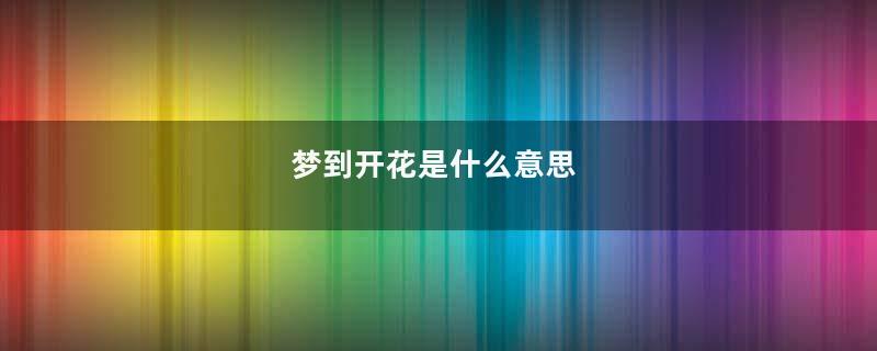 梦到开花是什么意思