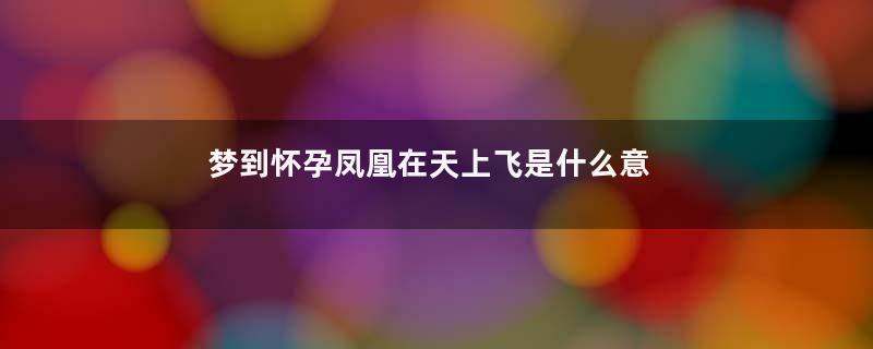梦到怀孕凤凰在天上飞是什么意思