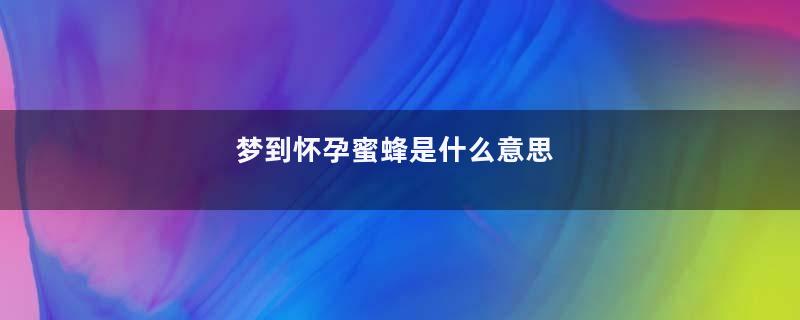 梦到怀孕蜜蜂是什么意思
