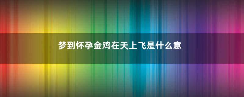 梦到怀孕金鸡在天上飞是什么意思