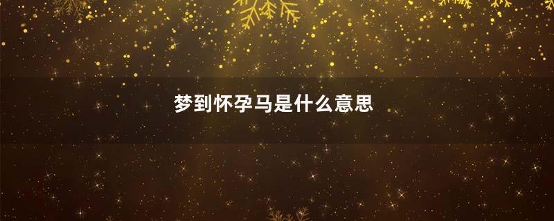 梦到怀孕马是什么意思