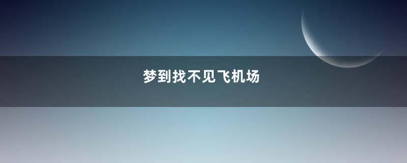 梦到找不见飞机场