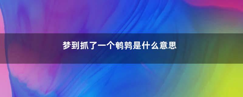 梦到抓了一个鹌鹑是什么意思