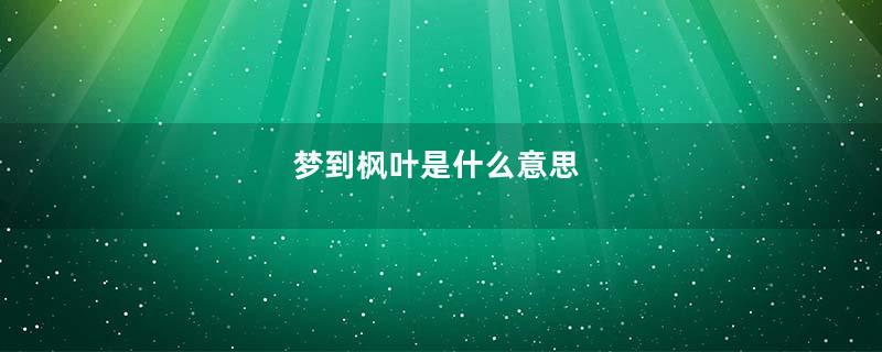 梦到枫叶是什么意思