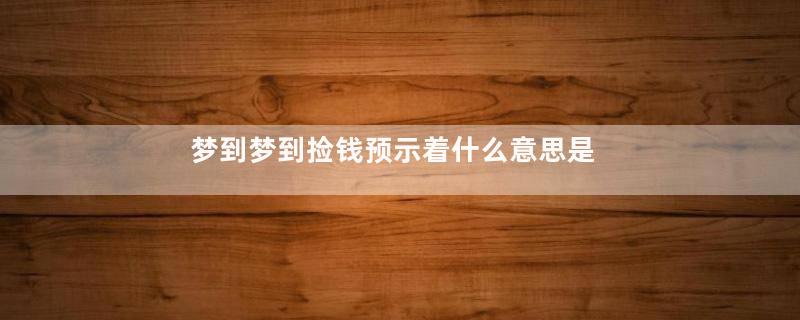 梦到梦到捡钱预示着什么意思是什么意思