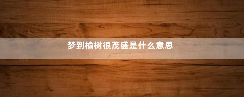 梦到榆树很茂盛是什么意思