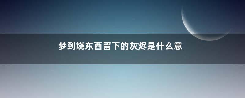 梦到烧东西留下的灰烬是什么意思