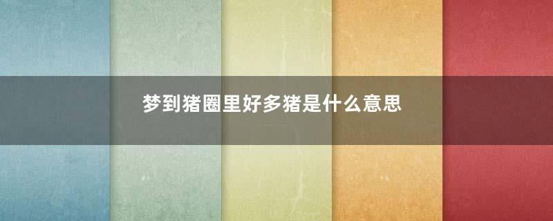 梦到猪圈里好多猪是什么意思