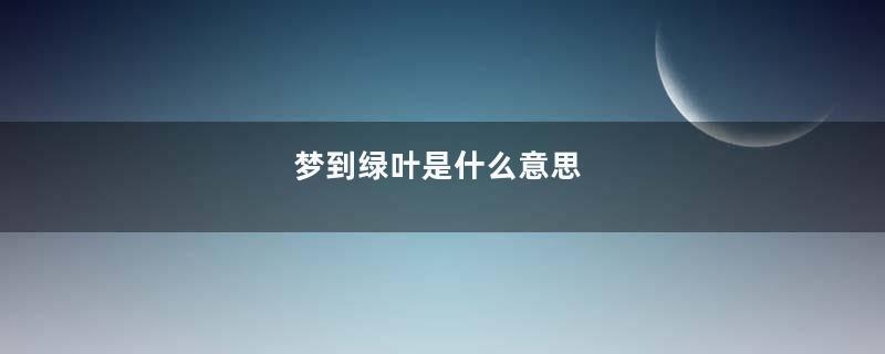 梦到绿叶是什么意思