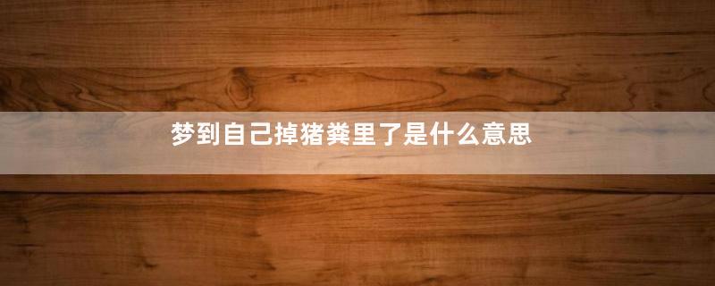梦到自己掉猪粪里了是什么意思