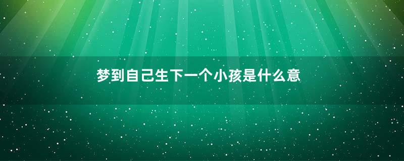 梦到自己生下一个小孩是什么意思