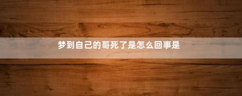 梦到自己的哥死了是怎么回事是什么意思