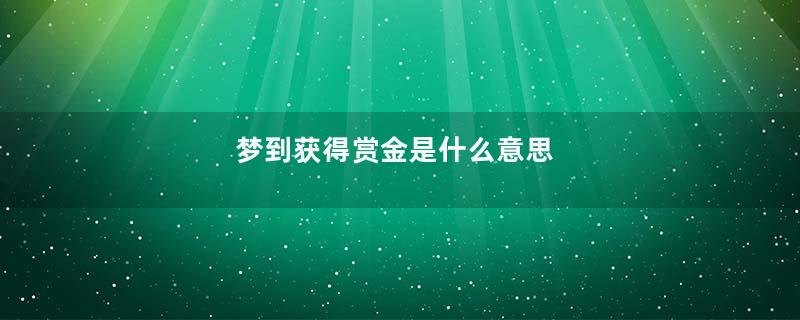 梦到获得赏金是什么意思