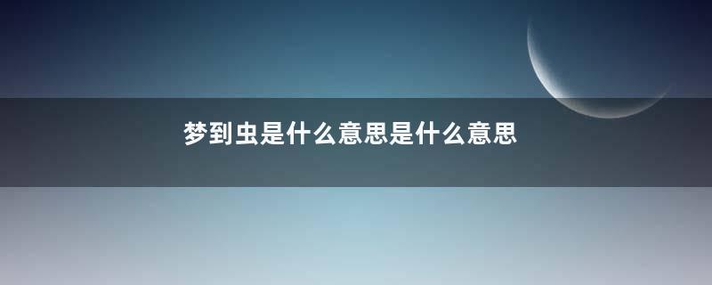梦到虫是什么意思是什么意思