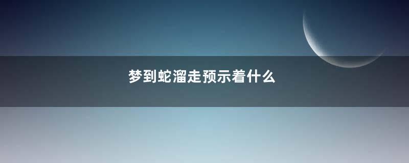 梦到蛇溜走预示着什么