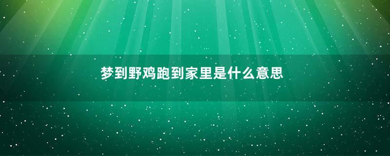 梦到野鸡跑到家里是什么意思