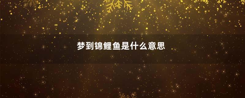 梦到锦鲤鱼是什么意思
